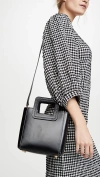 Staud Black Leather Mini Shirley Shopping Bag In Black