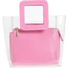 Staud Mini Shirley Transparent Handbag In Clear/pink