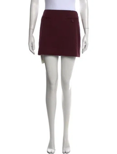 Pre-owned Staud Mini Skirt In Burgundy