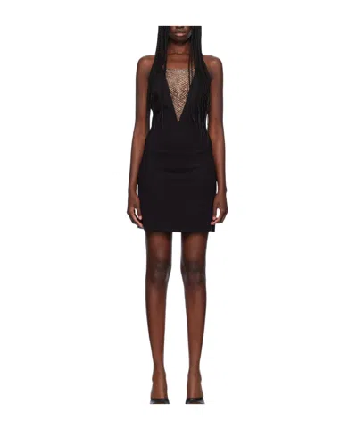 Staud Mini V-neck Dress In Black