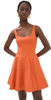Staud Mini Wells Dress In Tangerine
