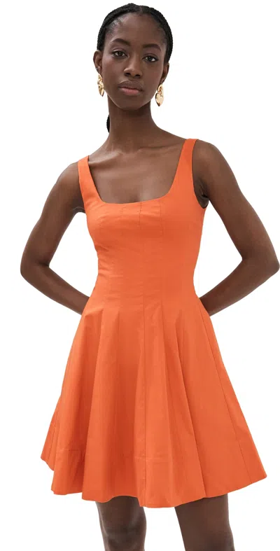 Staud Wells Cotton Poplin Minidress In Tangerine