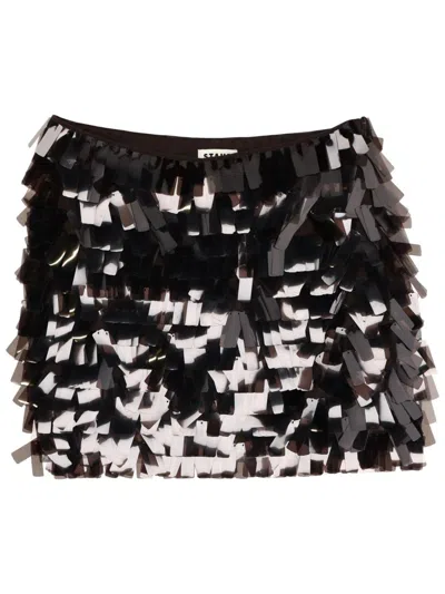 Staud Fitted Max Polyester Sequin Miniskirt In Black