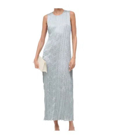 Staud Mizu Sleeveless Midi Dress In Metallic