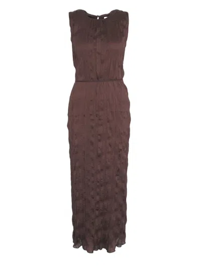 Staud Mizu Pleated Dress In Brown