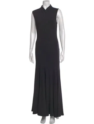 Pre-owned Staud Mock Neck Long Dress In Black