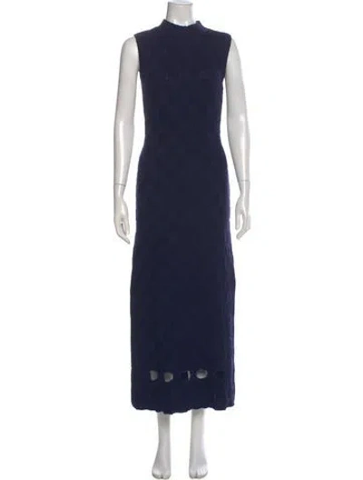 Pre-owned Staud Mock Neck Long Dress In Blue