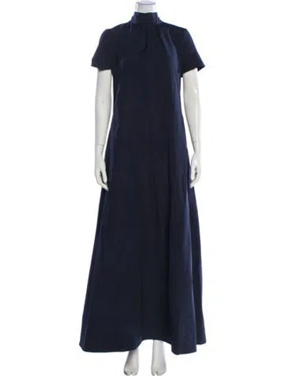Pre-owned Staud Mock Neck Long Dress In Blue
