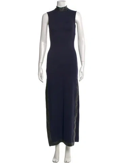 Pre-owned Staud Mock Neck Long Dress In Blue