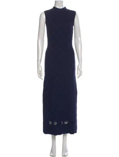 Pre-owned Staud Mock Neck Long Dress In Blue