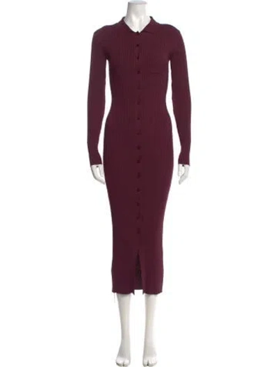 Pre-owned Staud Mock Neck Long Dress In Burgundy