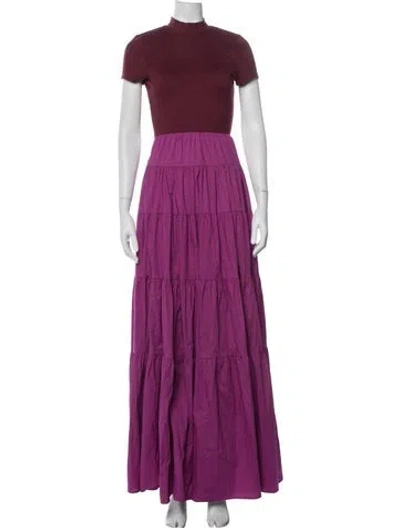 Pre-owned Staud Mock Neck Long Dress In Burgundy/purple