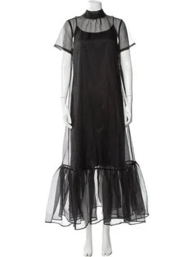 Pre-owned Staud Mock Neck Long Dress In Gray