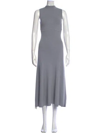 Pre-owned Staud Mock Neck Long Dress In Gray