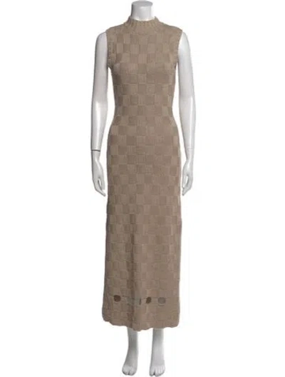 Pre-owned Staud Mock Neck Long Dress In Neutral