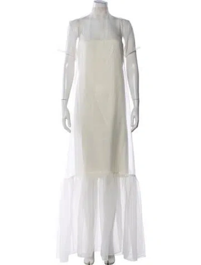 Pre-owned Staud Mock Neck Long Dress In Neutral