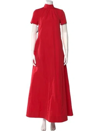 Pre-owned Staud Mock Neck Long Dress In Red