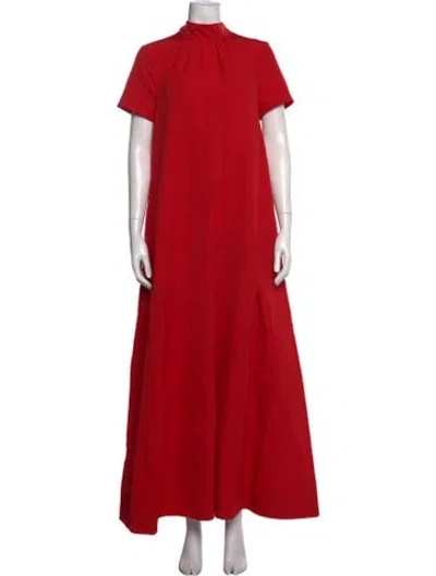 Pre-owned Staud Mock Neck Long Dress In Red