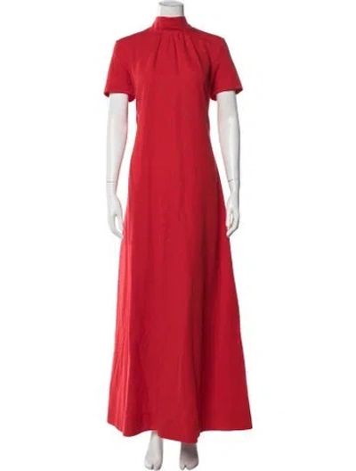 Pre-owned Staud Mock Neck Long Dress In Red