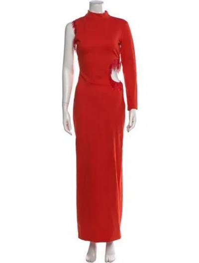 Pre-owned Staud Mock Neck Long Dress W/ Tags In Orange