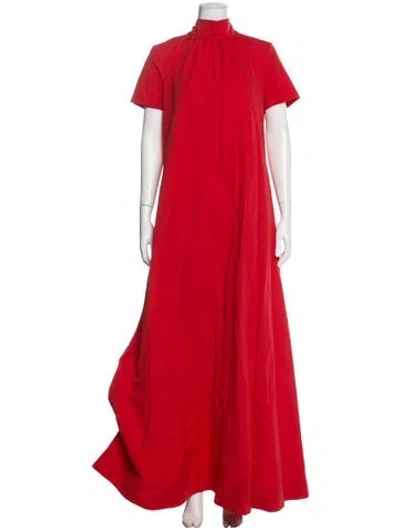 Pre-owned Staud Mock Neck Long Dress W/ Tags In Red