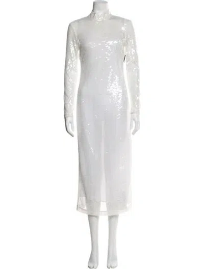 Pre-owned Staud Mock Neck Long Dress W/ Tags In White