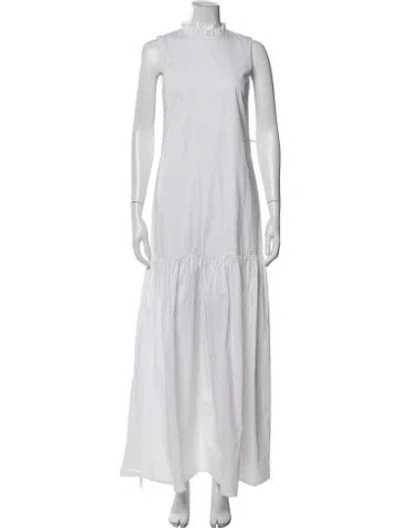 Pre-owned Staud Mock Neck Long Dress In White