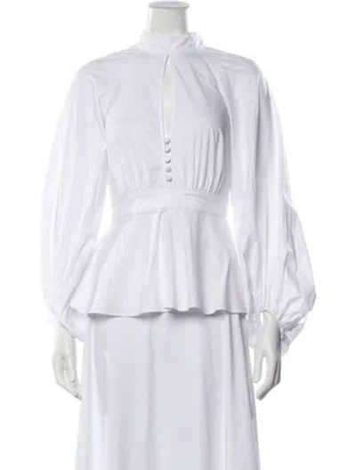 Pre-owned Staud Mock Neck Long Sleeve Blouse W/ Tags In White