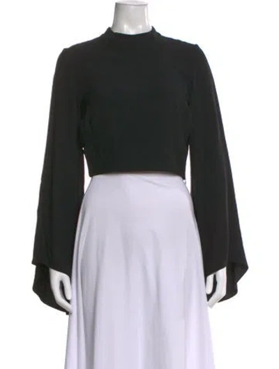 Pre-owned Staud Mock Neck Long Sleeve Crop Top In Black