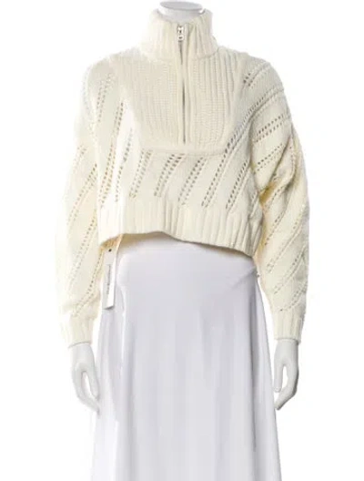 Pre-owned Staud Mock Neck Long Sleeve Crop Top W/ Tags In Yellow