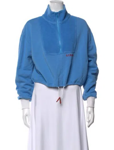 Pre-owned Staud Mock Neck Long Sleeve Sweatshirt In Blue