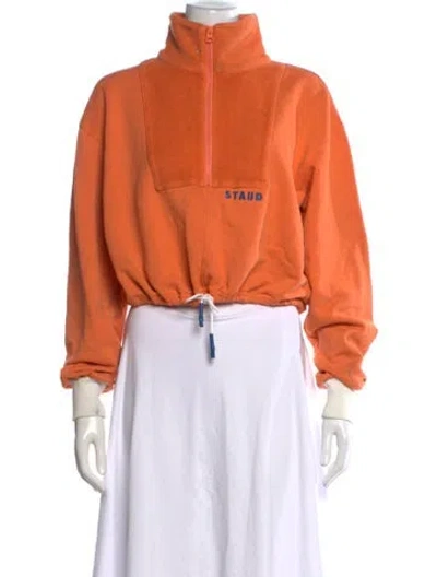 Pre-owned Staud Mock Neck Long Sleeve Sweatshirt In Orange