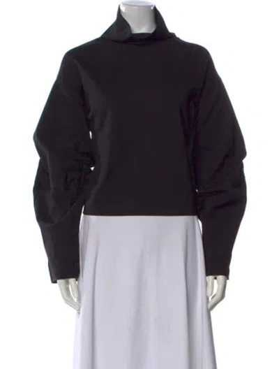 Pre-owned Staud Mock Neck Long Sleeve Top In Black