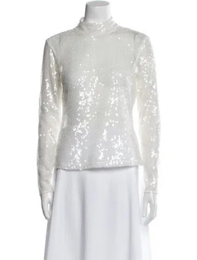 Pre-owned Staud Mock Neck Long Sleeve Top In White