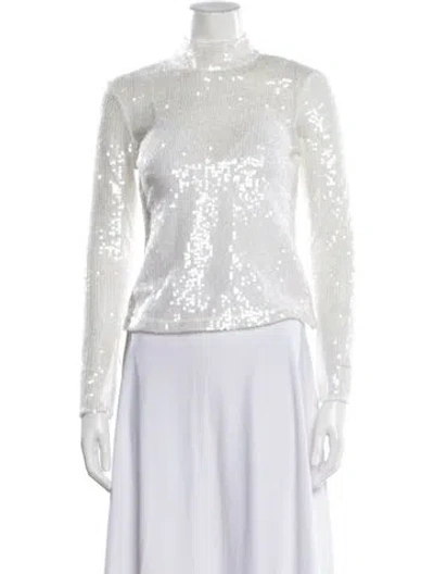 Pre-owned Staud Mock Neck Long Sleeve Top In White