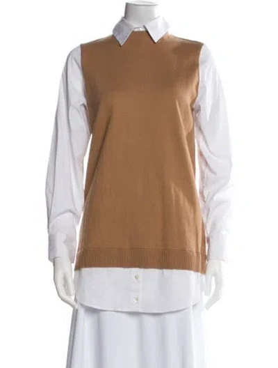 Pre-owned Staud Mock Neck Long Sleeve Tunic In Brown