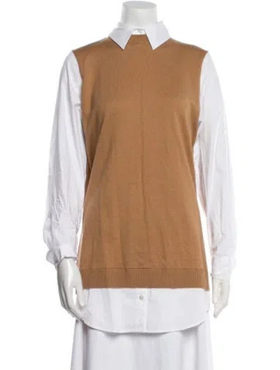 Pre-owned Staud Mock Neck Long Sleeve Tunic In Brown