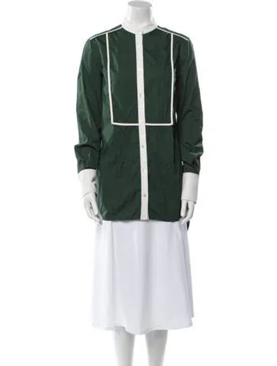 Pre-owned Staud Mock Neck Long Sleeve Tunic In Green