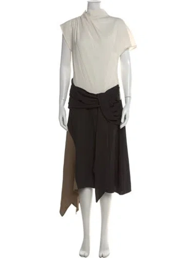 Pre-owned Staud Mock Neck Midi Length Dress In Black