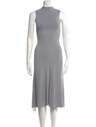 Pre-owned Staud Mock Neck Midi Length Dress In Gray