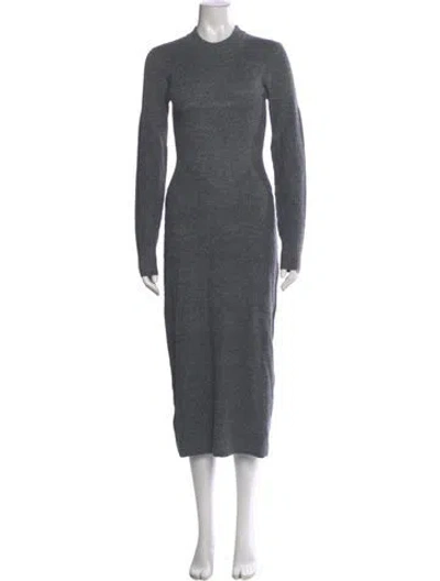 Pre-owned Staud Mock Neck Midi Length Dress In Gray