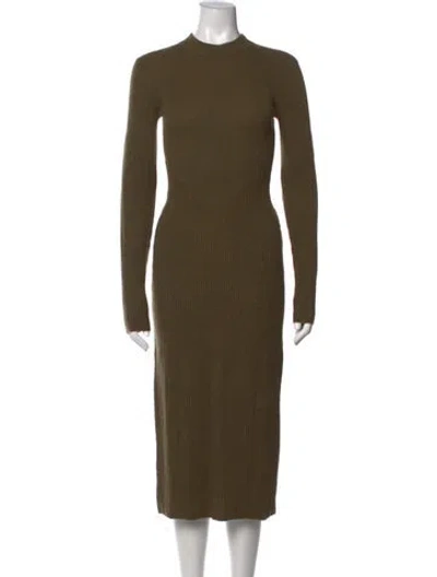 Pre-owned Staud Mock Neck Midi Length Dress W/ Tags In Green