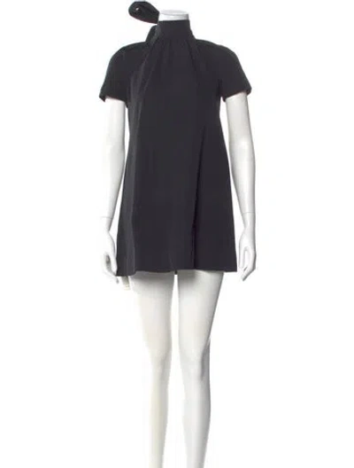 Pre-owned Staud Mock Neck Mini Dress In Black