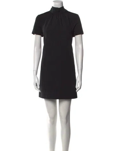 Pre-owned Staud Mock Neck Mini Dress In Black