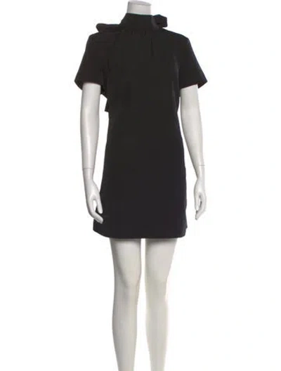 Pre-owned Staud Mock Neck Mini Dress In Black