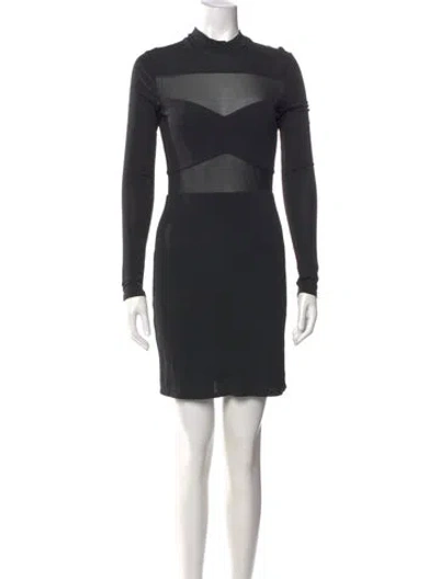 Pre-owned Staud Mock Neck Mini Dress In Black