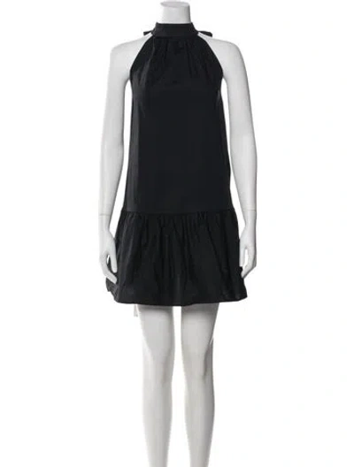 Pre-owned Staud Mock Neck Mini Dress In Black