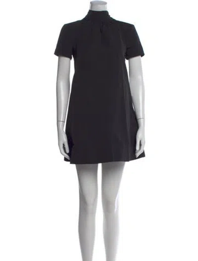 Pre-owned Staud Mock Neck Mini Dress In Black