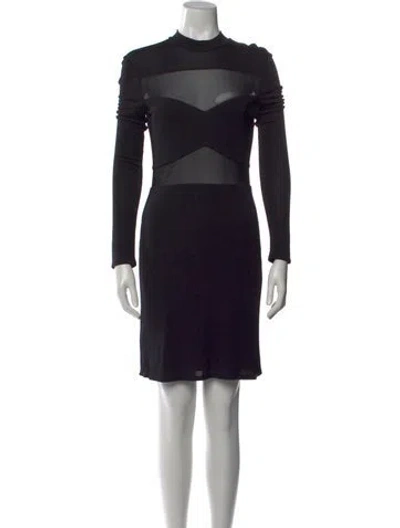 Pre-owned Staud Mock Neck Mini Dress In Black