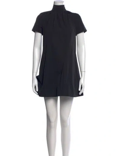 Pre-owned Staud Mock Neck Mini Dress In Black